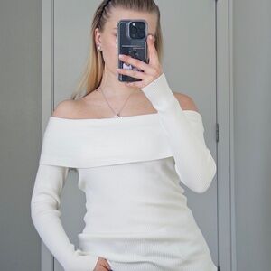 Off-Shoulder Cream Sweater